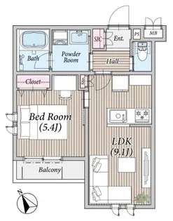 TERRACE CLIVIA 南八幡【3階】の間取り