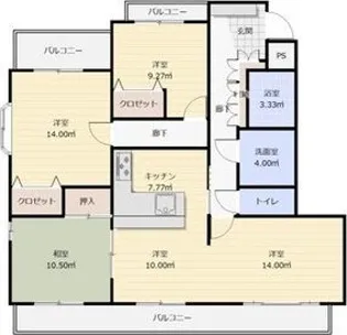 グランドメゾン東山元町【A1号室】の間取り