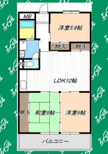 第5グランドハイツ服部【4階】の間取り