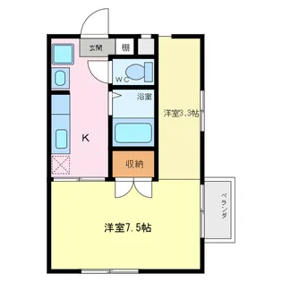 アムール南加木屋【1A号室】の間取り