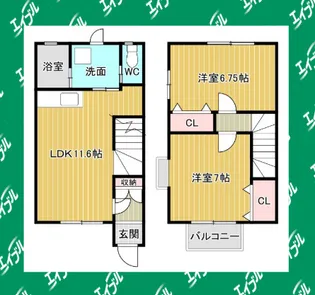 愛知県知多市八幡字森之前【テラスハウス】の間取り