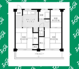 ビレッジハウス富木島6号棟【0405号室】の間取り