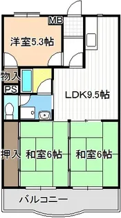 第2グランドハイツ服部【3階】の間取り