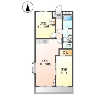 ルミナスハイツ若草【1階】の間取り