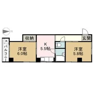 ブランシュ東海通【201号室】の間取り