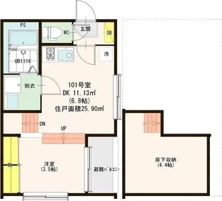 ハーモニーテラス松葉町V【1階】の間取り