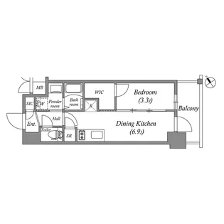 エステムコート名古屋新栄Ⅴラポール【0703号室】の間取り