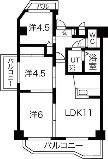 宝新瑞橋ハイツ【11階】の間取り