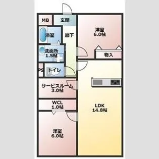 油屋ハイツ中野II【0202号室】の間取り