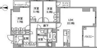 ジオグランデ夙川相生町【1階部分号室】の間取り