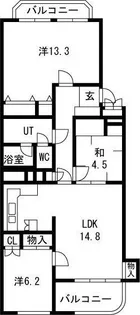シャンボール山手D棟【4階】の間取り