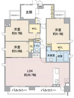 RAXA覚王山【10階】の間取り