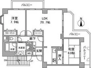メゾン夙川【2階部分号室】の間取り