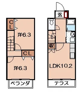 アプトIRIBA【B号室】の間取り