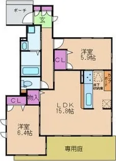 シャーメゾン潤風館【1階】の間取り