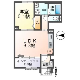 グレース亀城【1階】の間取り
