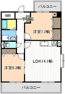 ベイシティ桔梗V【6階】の間取り