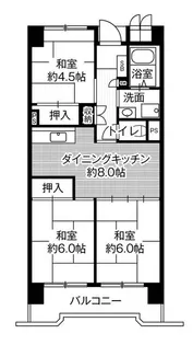ビレッジハウス笠寺タワー1号棟【8階】の間取り
