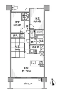 バンベール植田ヒルズ2号棟【5階】の間取り