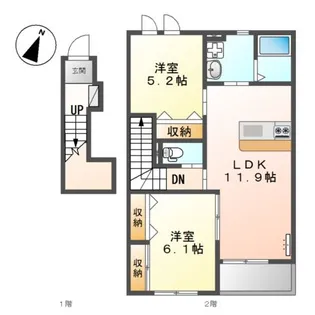 アイリス一ツ木Ⅱ【2階】の間取り