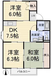 ハピネス幸【2階】の間取り