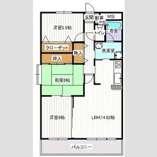 サニーコート坂野【0302号室】の間取り