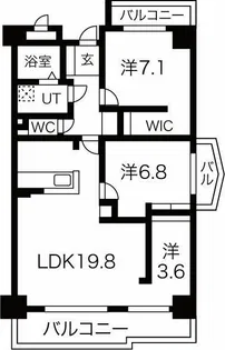 茶屋ヶ坂プログレス【207号室】の間取り