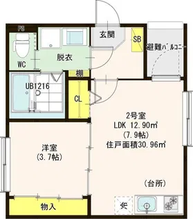 ハーモニーテラス松葉町Ⅳ【3階】の間取り