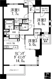 プラウドタワー名古屋久屋大通公園【12階】の間取り