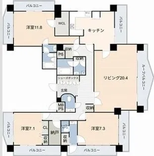 アビタシオン泉【15階】の間取り