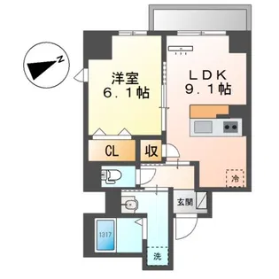 THE BLOSSOM 新栄【803号室】の間取り