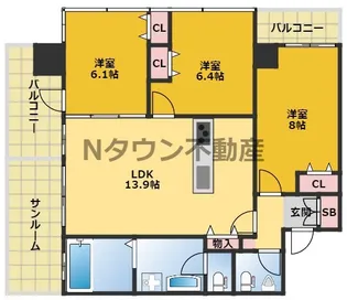 さくらHills NISHIKI Platinum Residence【14階】の間取り