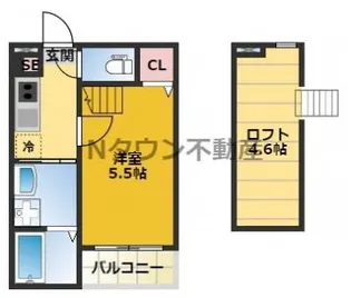デュアリーナ本陣【103号室】の間取り