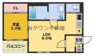 1DKの間取り画像