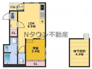 ハーモニーテラス北畑【3階】の間取り