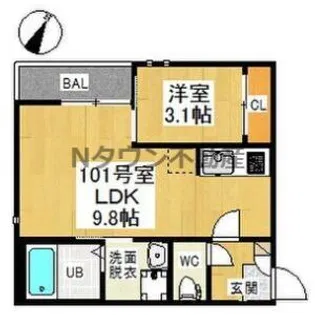 GRANDTIC HAPPY八田【1階】の間取り