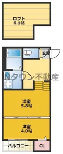 ハーモニーテラス生駒町Ⅲ【2階】の間取り