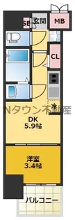 プレサンス ジェネ 新栄町駅前 葵【15階】の間取り