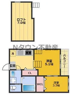 ハーモニーテラス長田町【105号室】の間取り