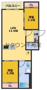 REGALEST Verde【103号室】の間取り