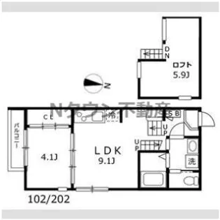 ハーモニーテラス茶屋坂通【202号室】の間取り
