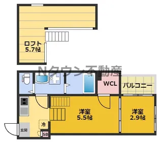 ハーモニーテラス栄生【1階】の間取り