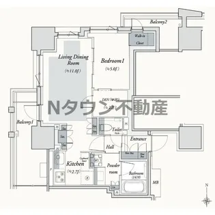 プラウドタワー名駅【701号室】の間取り