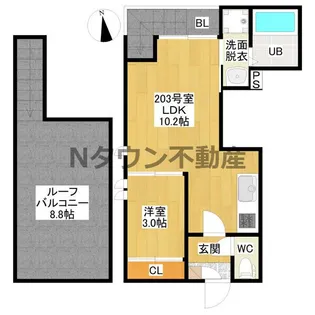 GRANDTIC緑【103号室】の間取り