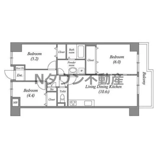 レジデンス代官町スクエア【305号室】の間取り