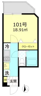ベルエクラ蒲田【1階】の間取り