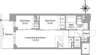 2LDKの間取り画像