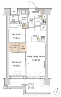 2LDKの間取り画像