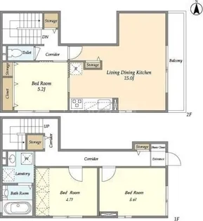 ラ メゾネット ヴェルトゥ【1階】の間取り