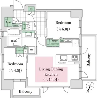シティハウス南品川【2階】の間取り